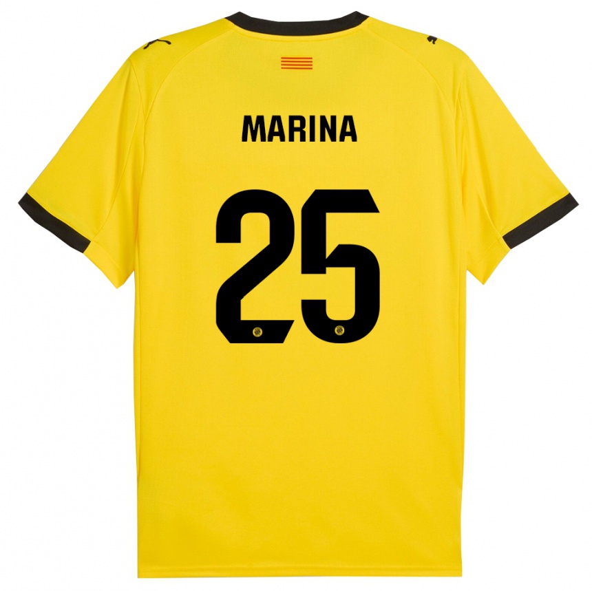 גברים כדורגל Sergi Marina #25 צהוב שחור הרחק ג'רזי 2025/26