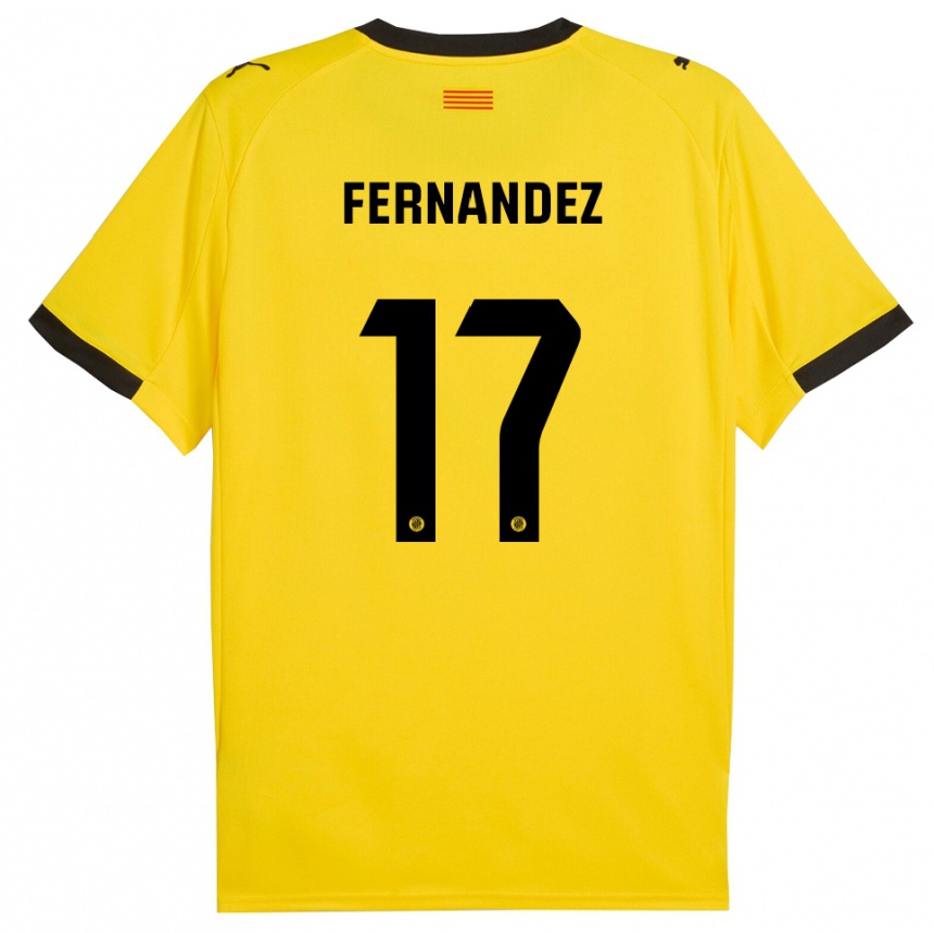 גברים כדורגל Daniel Fernández #17 צהוב שחור הרחק ג'רזי 2025/26