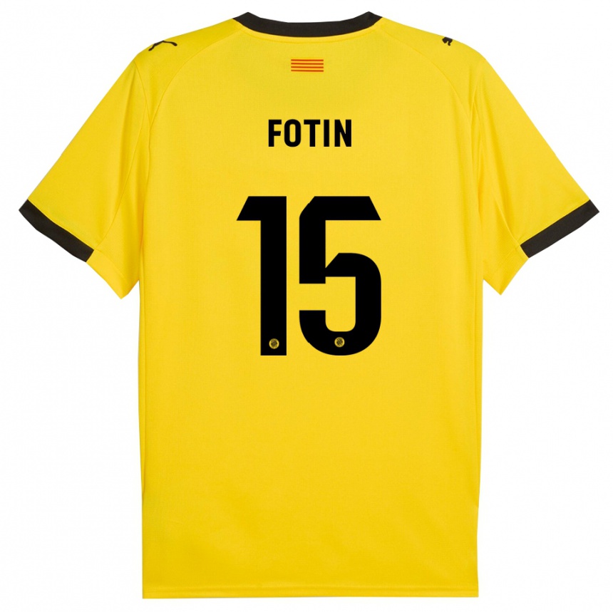 גברים כדורגל Rareș Fotin #15 צהוב שחור הרחק ג'רזי 2025/26