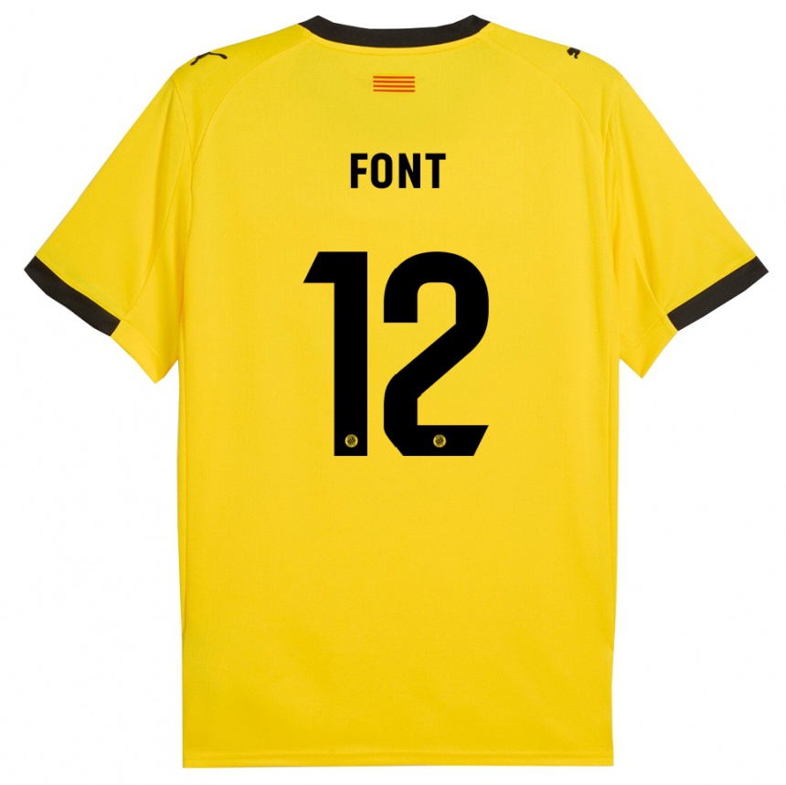 גברים כדורגל Jordi Font #12 צהוב שחור הרחק ג'רזי 2025/26