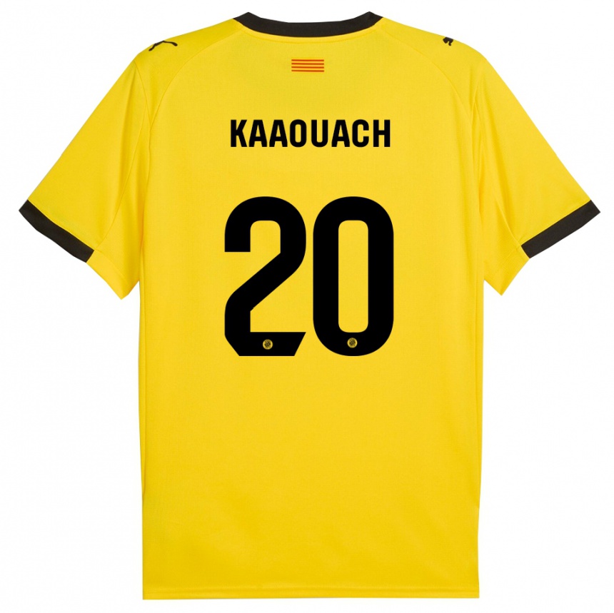 גברים כדורגל Nabil Kaaouach #20 צהוב שחור הרחק ג'רזי 2025/26