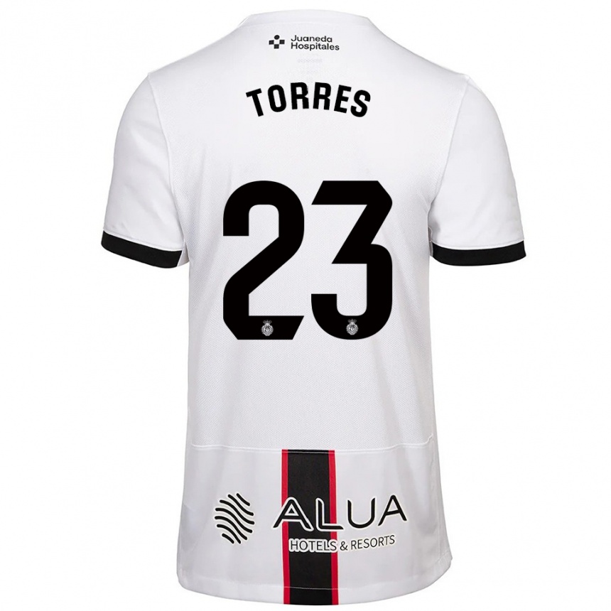 גברים כדורגל Iker Torres #23 לבן שחור הרחק ג'רזי 2025/26