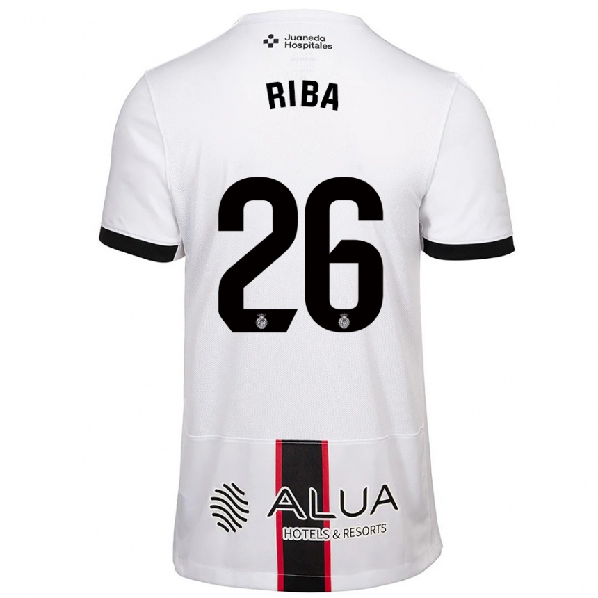 גברים כדורגל Cesc Riba #26 לבן שחור הרחק ג'רזי 2025/26