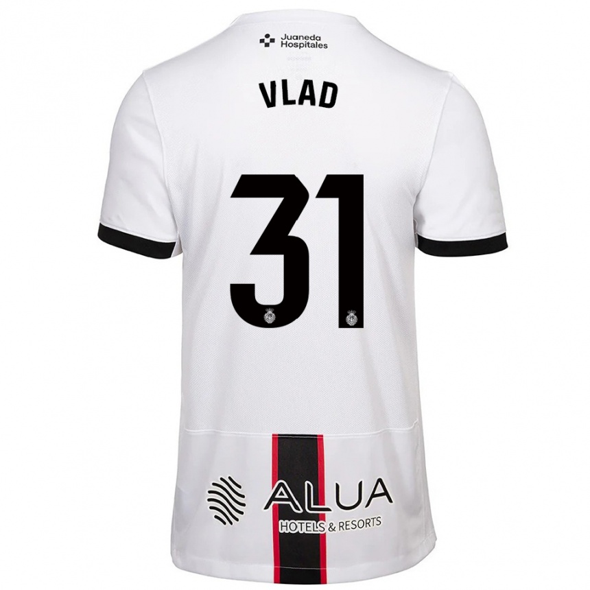 גברים כדורגל Rares Vlad #31 לבן שחור הרחק ג'רזי 2025/26