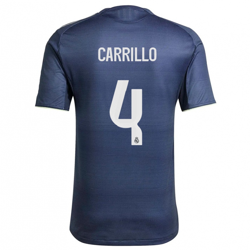 גברים כדורגל אלווארו קאריו #4 כחול נייבי כסוף הרחק ג'רזי 2025/26