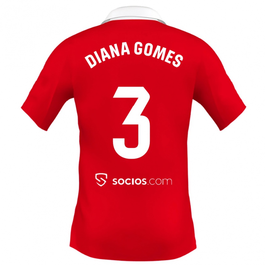 גברים כדורגל דיאנה גומס #3 אדום לבן אפור הרחק ג'רזי 2025/26