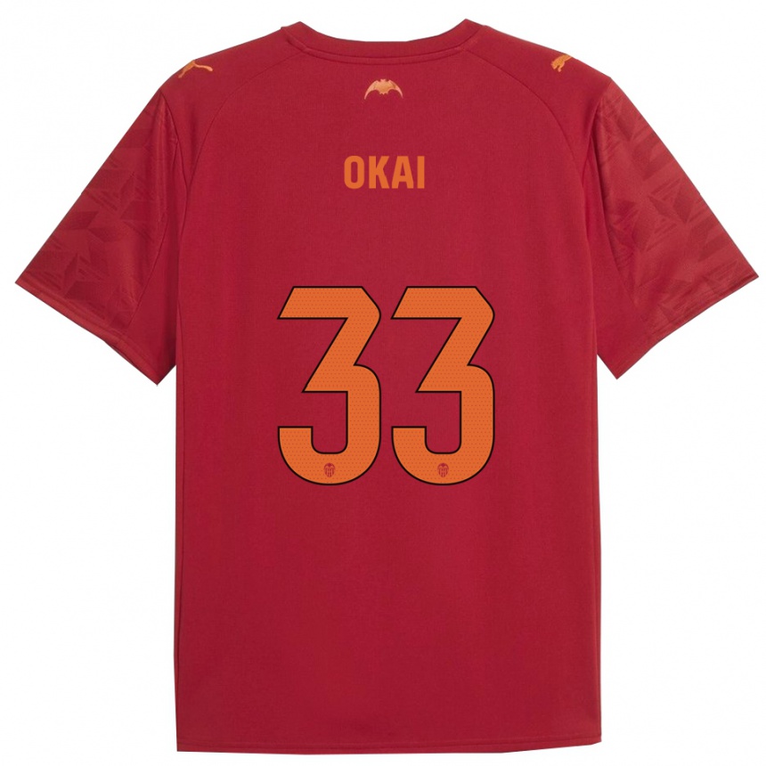 גברים כדורגל Leslie Okai #33 אדום כתום הרחק ג'רזי 2025/26
