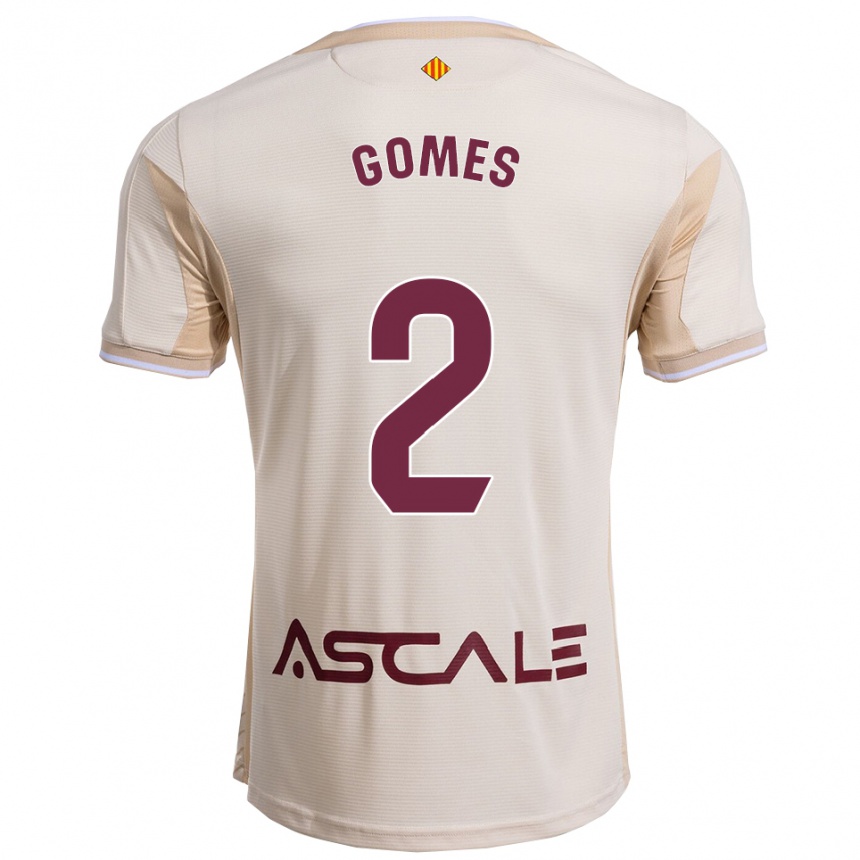 גברים כדורגל Vique Gomes #2 לבן שמנת בורדו הרחק ג'רזי 2025/26