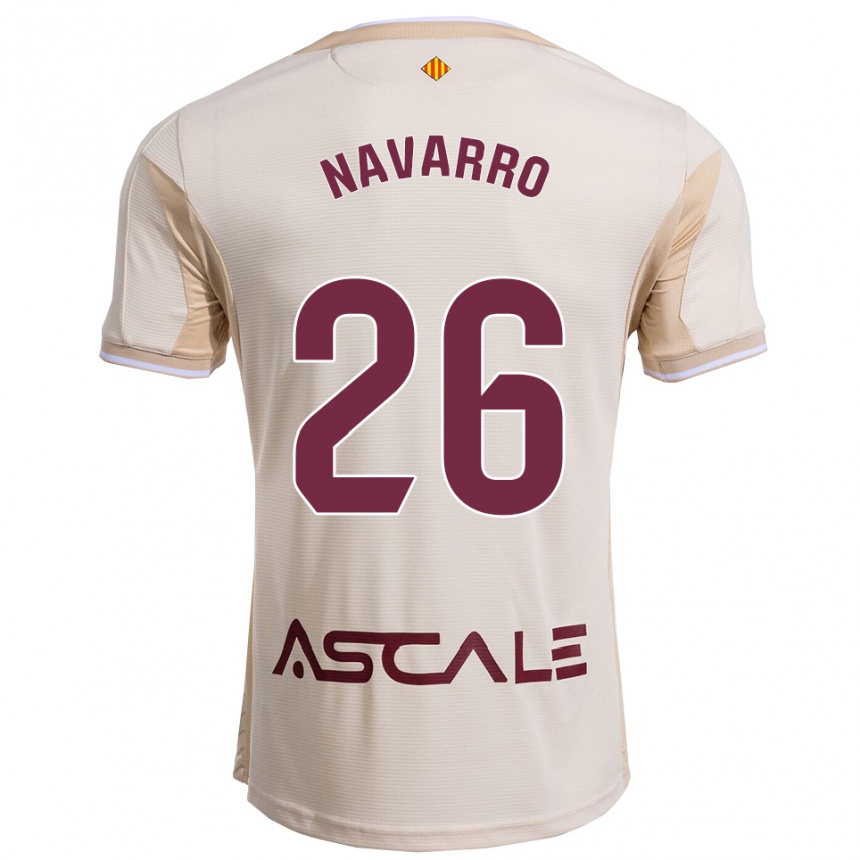 גברים כדורגל Pau Navarro #26 לבן שמנת בורדו הרחק ג'רזי 2025/26