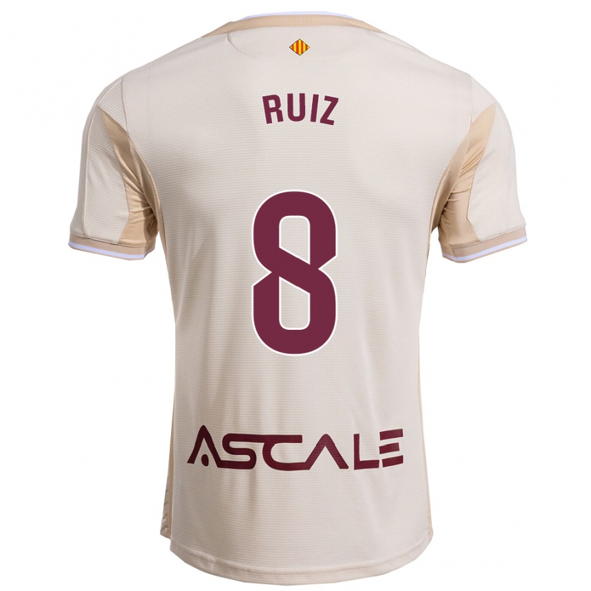גברים כדורגל Adri Ruiz #8 לבן שמנת בורדו הרחק ג'רזי 2025/26
