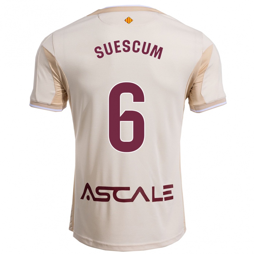 גברים כדורגל Hugo Suescum #6 לבן שמנת בורדו הרחק ג'רזי 2025/26