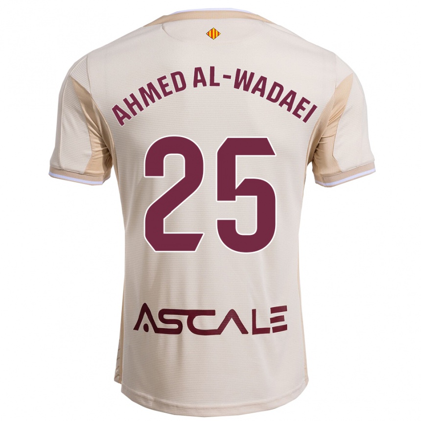 גברים כדורגל Sayed Ahmed Al-Wadaei #25 לבן שמנת בורדו הרחק ג'רזי 2025/26