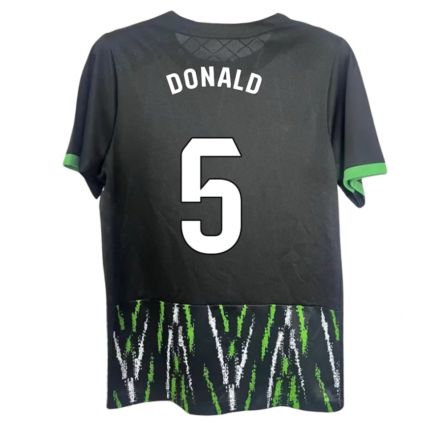 גברים כדורגל John Donald #5 שחור ירוק הרחק ג'רזי 2025/26