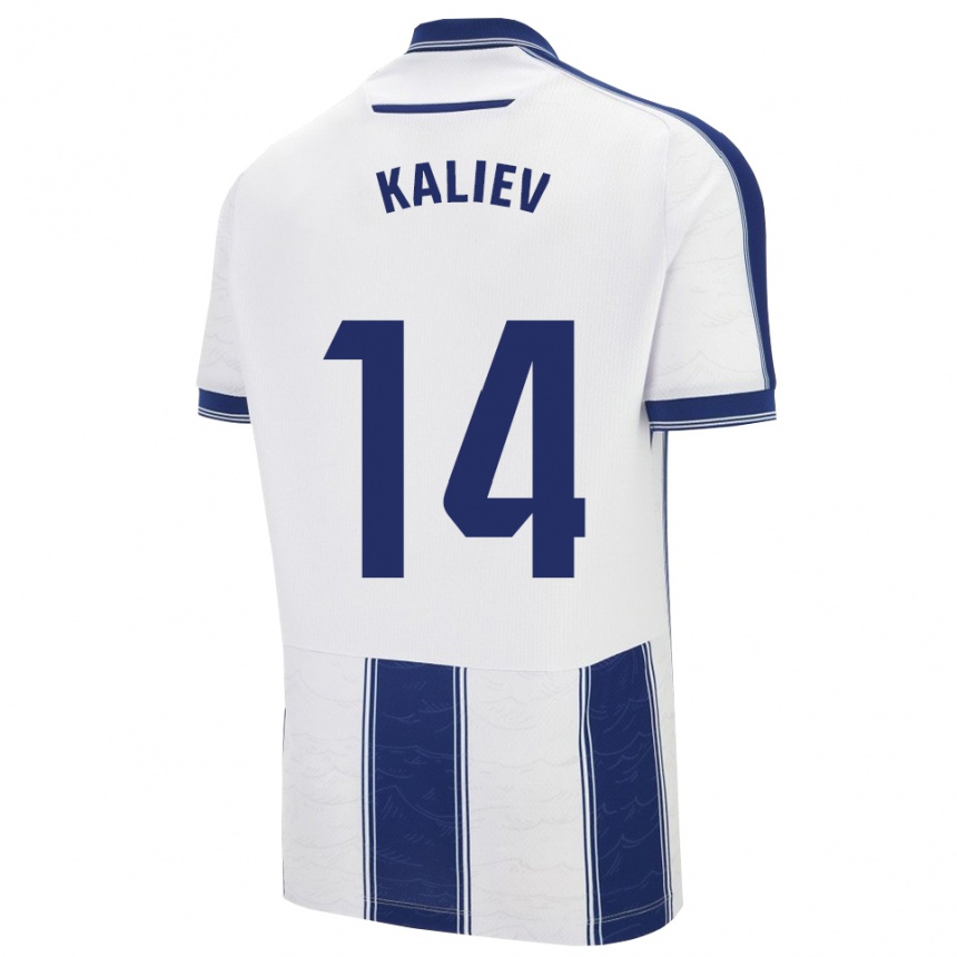 גברים כדורגל Shyngys Kaliev #14 כחול נייבי לבן הרחק ג'רזי 2025/26