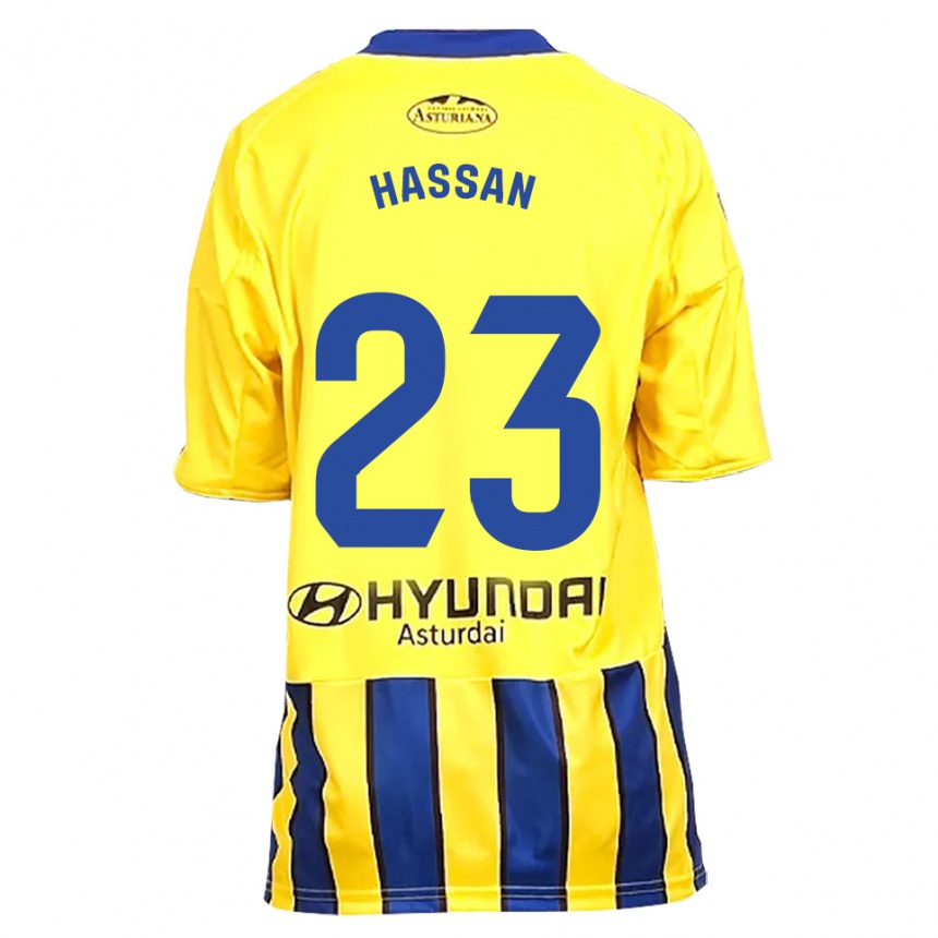 גברים כדורגל Haissem Hassan #23 צהוב כחול הרחק ג'רזי 2025/26