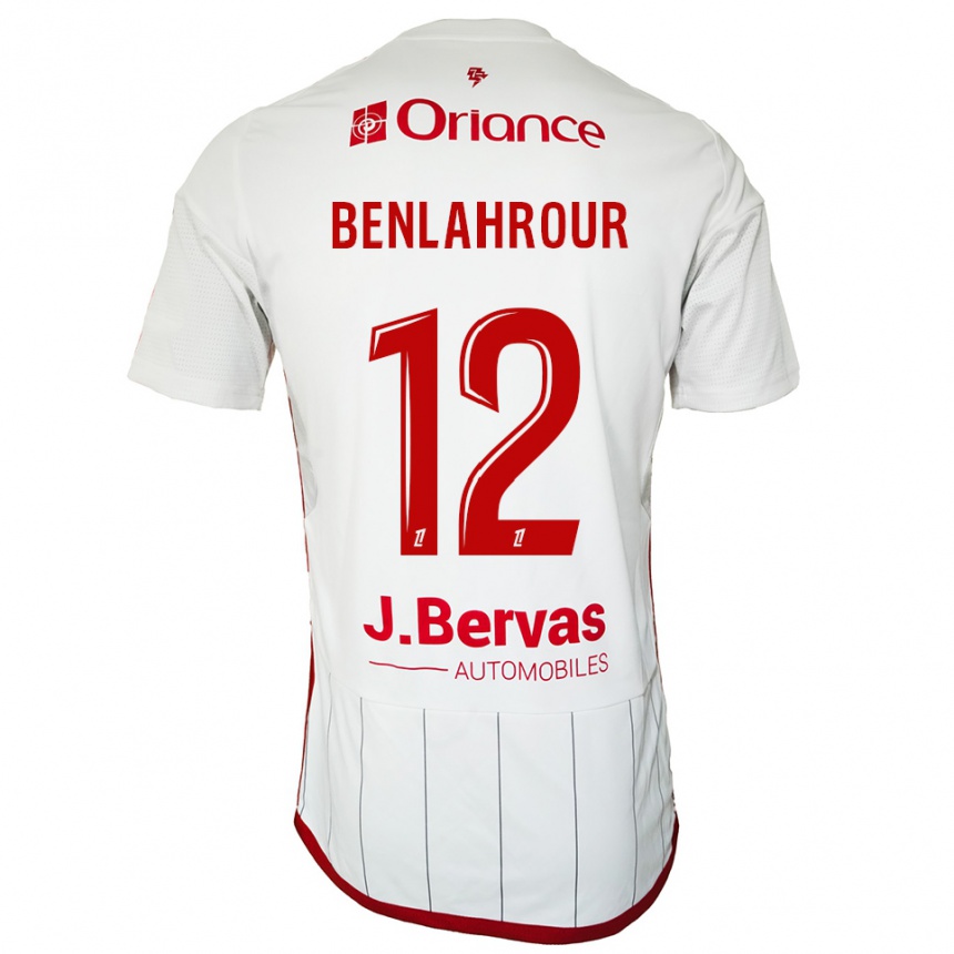 גברים כדורגל Ilyes Benlahrour #12 לבן אדום הרחק ג'רזי 2025/26