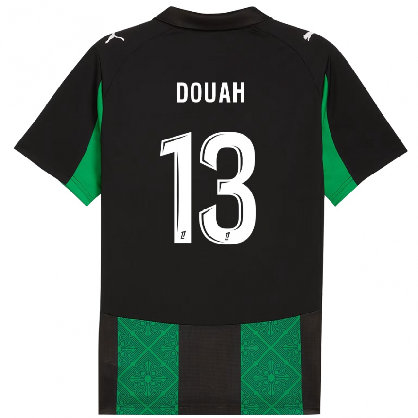 גברים כדורגל Chemssedine Douah #13 שחור ירוק הרחק ג'רזי 2025/26