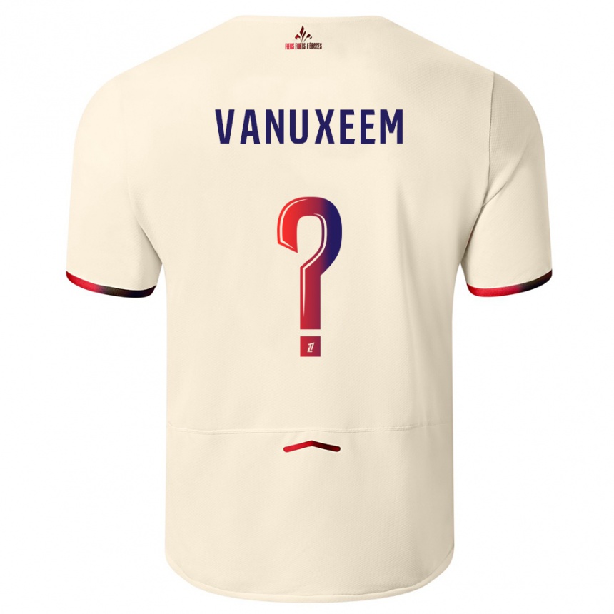 גברים כדורגל Joséphine Vanuxeem #0 לבן שמנת אדום הרחק ג'רזי 2025/26