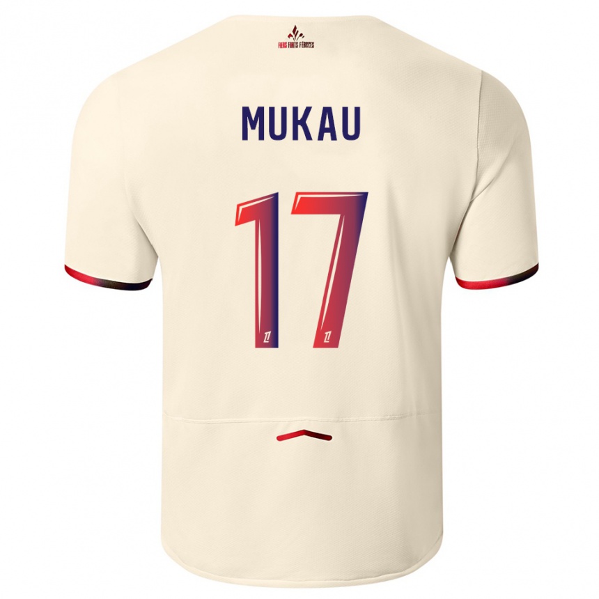 גברים כדורגל Ngal'ayel Mukau #17 לבן שמנת אדום הרחק ג'רזי 2025/26