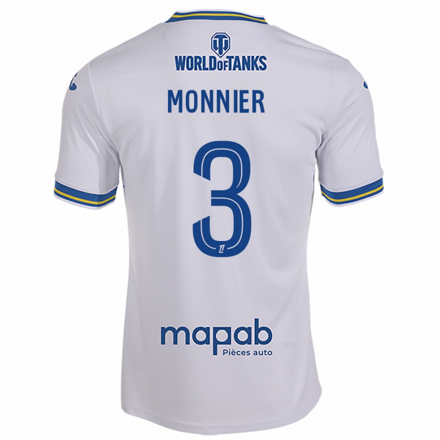 גברים כדורגל Isaac Monnier #3 לבן תכלת הרחק ג'רזי 2025/26