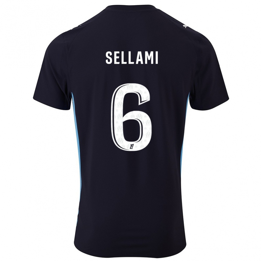 גברים כדורגל Yanis Sellami #6 שחור תכלת הרחק ג'רזי 2025/26