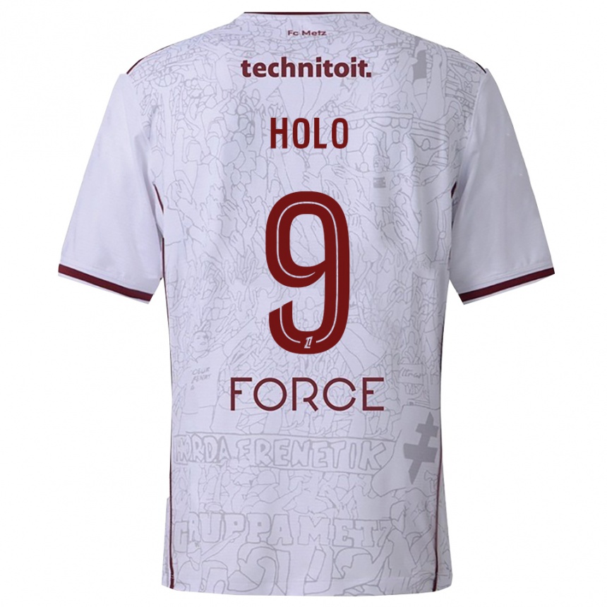גברים כדורגל Mathis Holo #9 לבן בורדו הרחק ג'רזי 2025/26