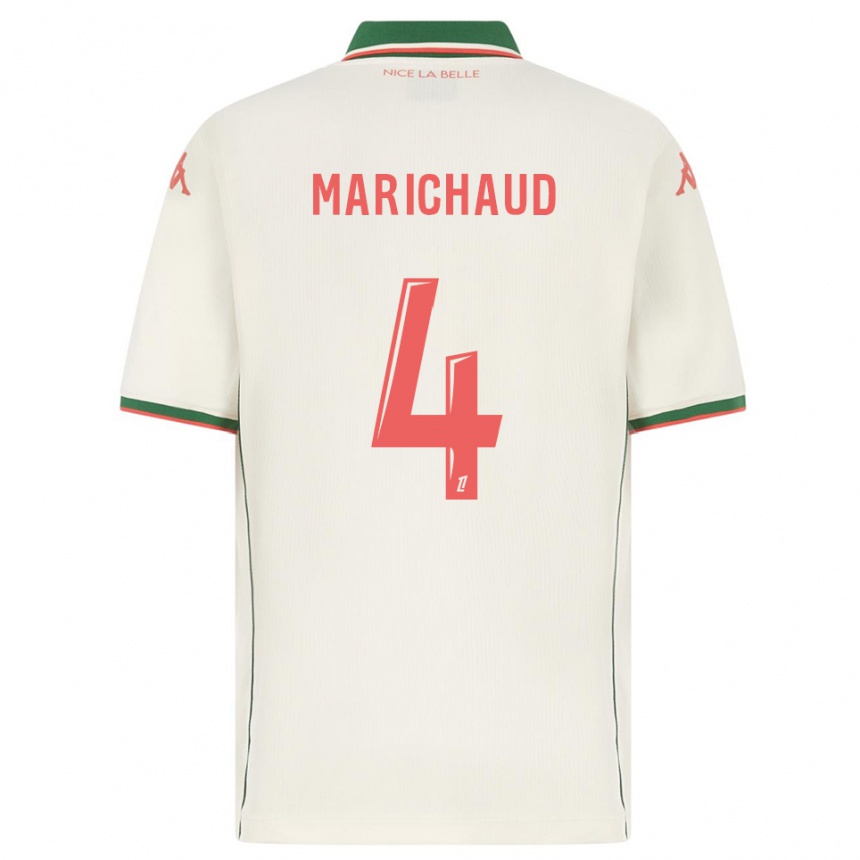 גברים כדורגל Julie Marichaud #4 לבן ירוק הרחק ג'רזי 2025/26