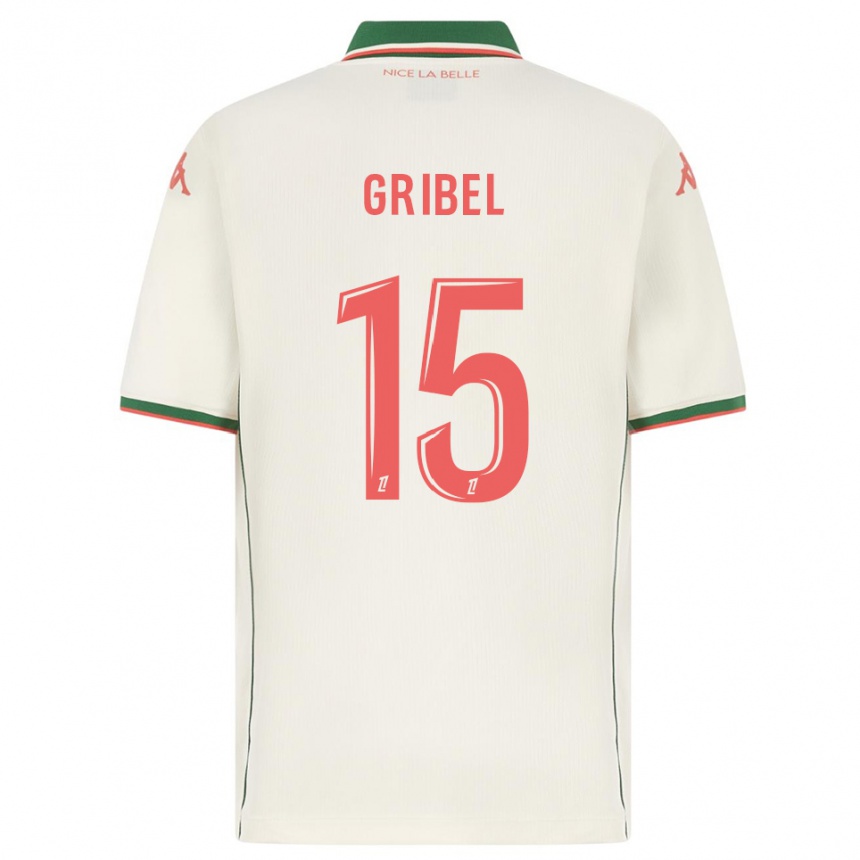 גברים כדורגל Naomie Gribel #15 לבן ירוק הרחק ג'רזי 2025/26