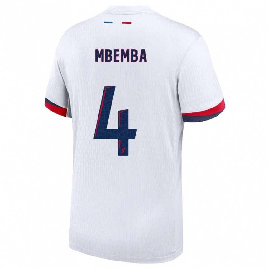גברים כדורגל Stanislas Mbemba #4 לבן אדום הרחק ג'רזי 2025/26