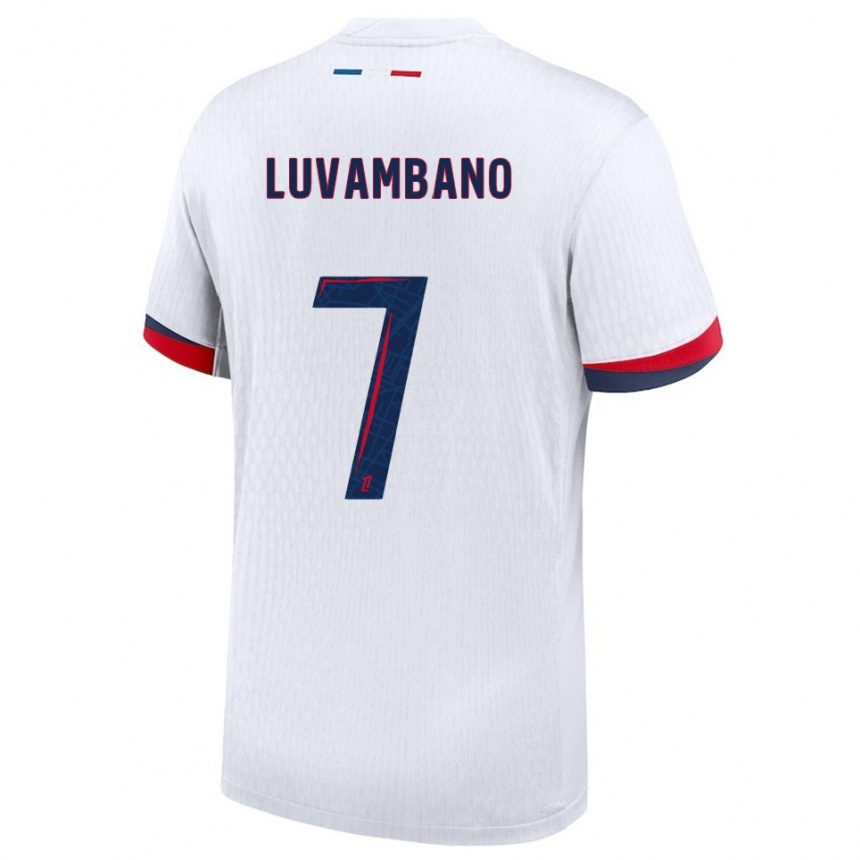 גברים כדורגל Ethan Luvambano #7 לבן אדום הרחק ג'רזי 2025/26
