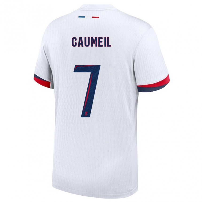 גברים כדורגל Paul Caumeil #7 לבן אדום הרחק ג'רזי 2025/26