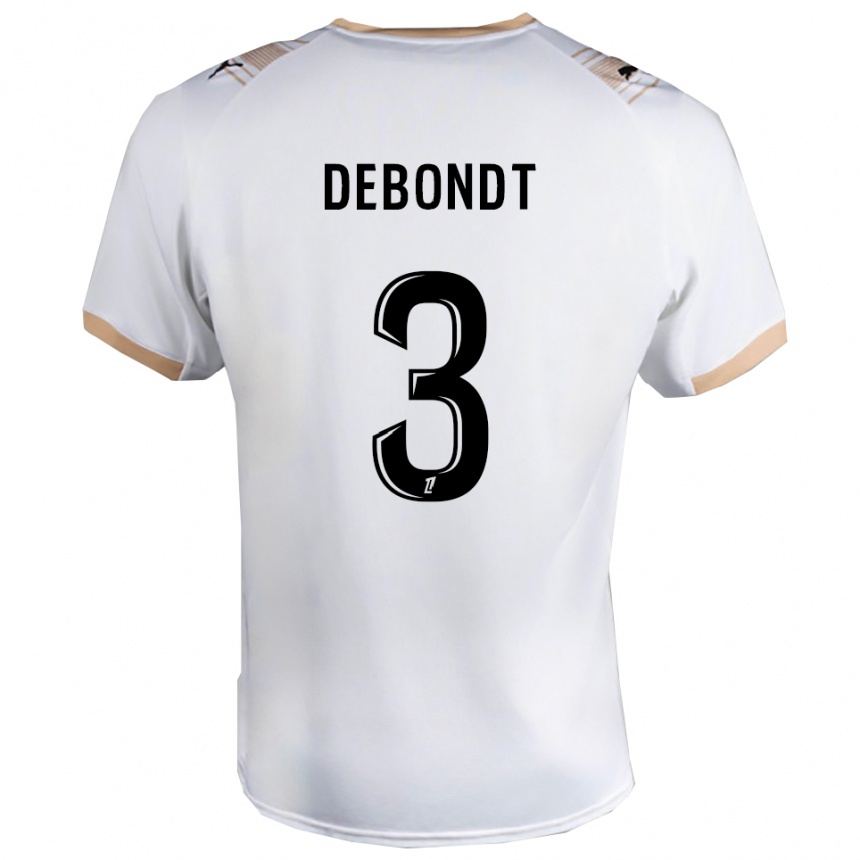 גברים כדורגל Maël Debondt #3 לבן שחור הרחק ג'רזי 2025/26