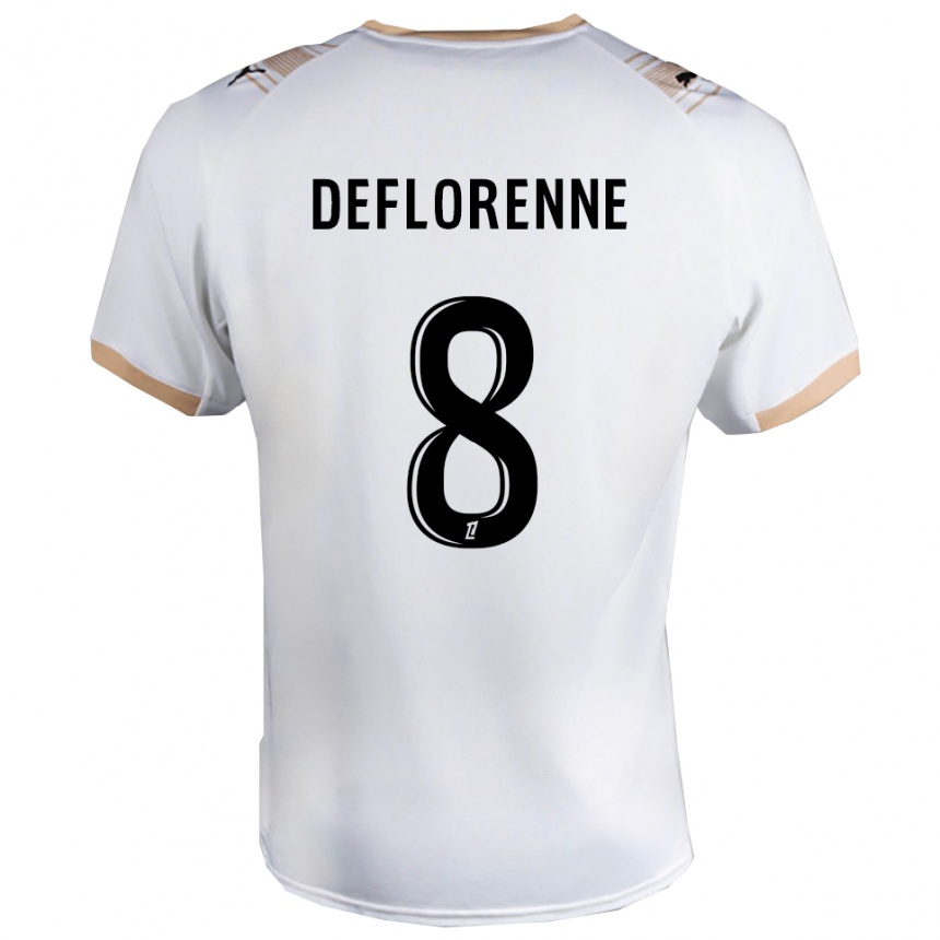 גברים כדורגל Théo Deflorenne #8 לבן שחור הרחק ג'רזי 2025/26