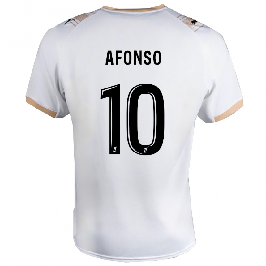 גברים כדורגל Flavio Afonso #10 לבן שחור הרחק ג'רזי 2025/26