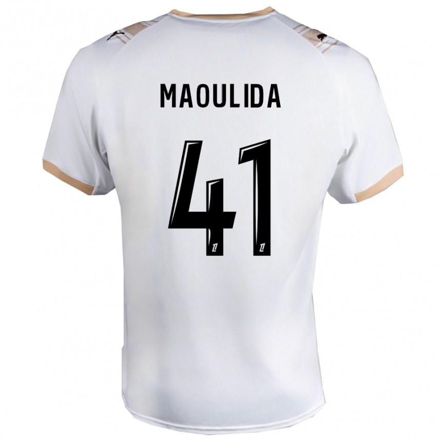 גברים כדורגל Assimina Maoulida #41 לבן שחור הרחק ג'רזי 2025/26