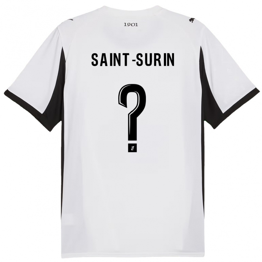 גברים כדורגל Rio Saint-Surin #0 לבן שחור הרחק ג'רזי 2025/26
