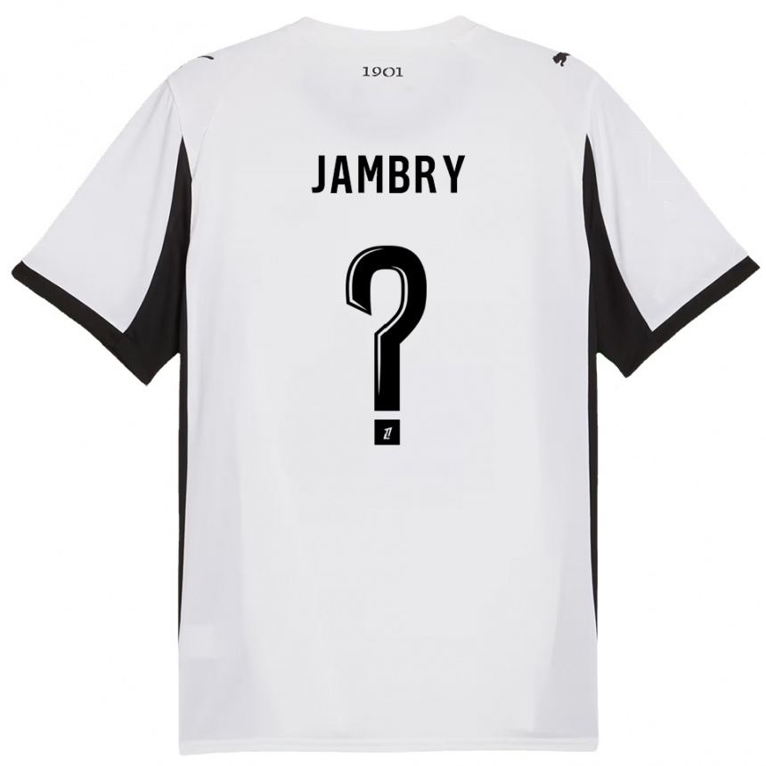 גברים כדורגל Melvin Jambry #0 לבן שחור הרחק ג'רזי 2025/26