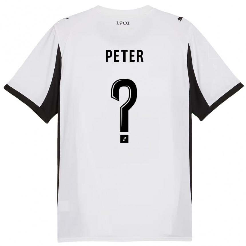 גברים כדורגל Joseph Peter #0 לבן שחור הרחק ג'רזי 2025/26