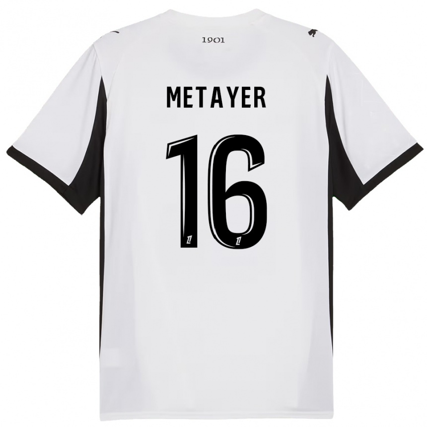 גברים כדורגל Maxence Metayer #16 לבן שחור הרחק ג'רזי 2025/26