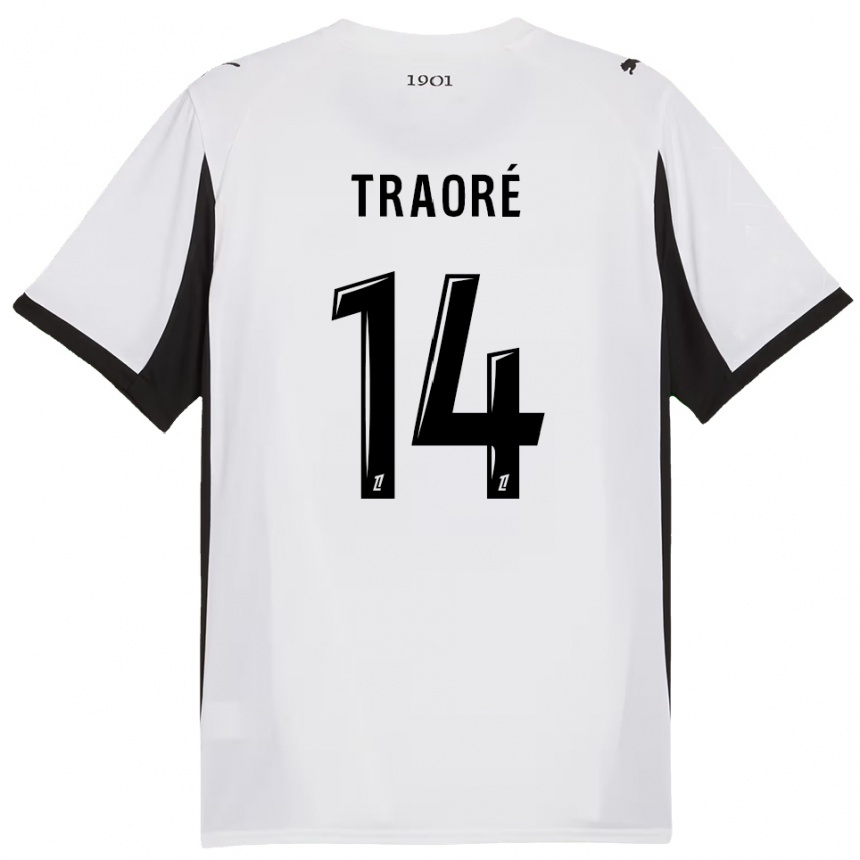 גברים כדורגל Erwan Traoré #14 לבן שחור הרחק ג'רזי 2025/26