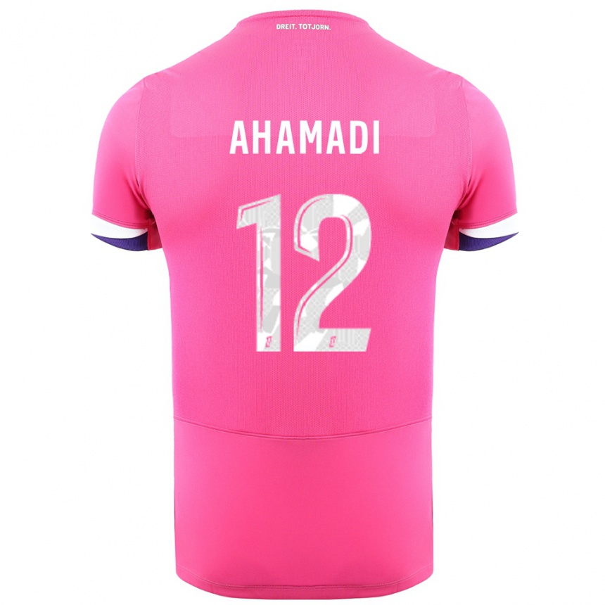 גברים כדורגל Isaack Ahamadi #12 ורוד לבן הרחק ג'רזי 2025/26