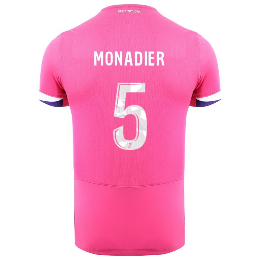 גברים כדורגל Pauline Monadier #5 ורוד לבן הרחק ג'רזי 2025/26