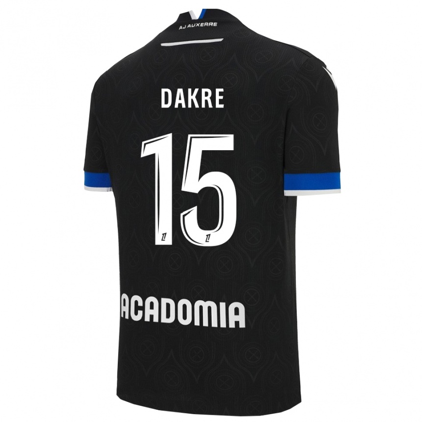 גברים כדורגל Valentin Dakre #15 שחור לבן הרחק ג'רזי 2025/26