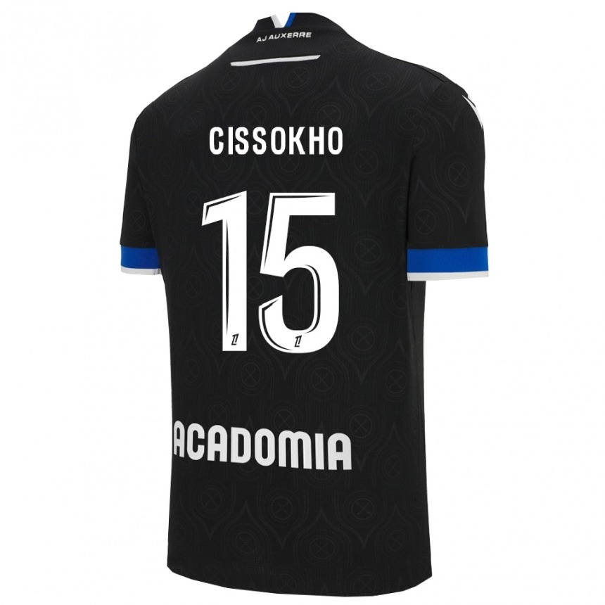 גברים כדורגל Mamoudou Cissokho #15 שחור לבן הרחק ג'רזי 2025/26