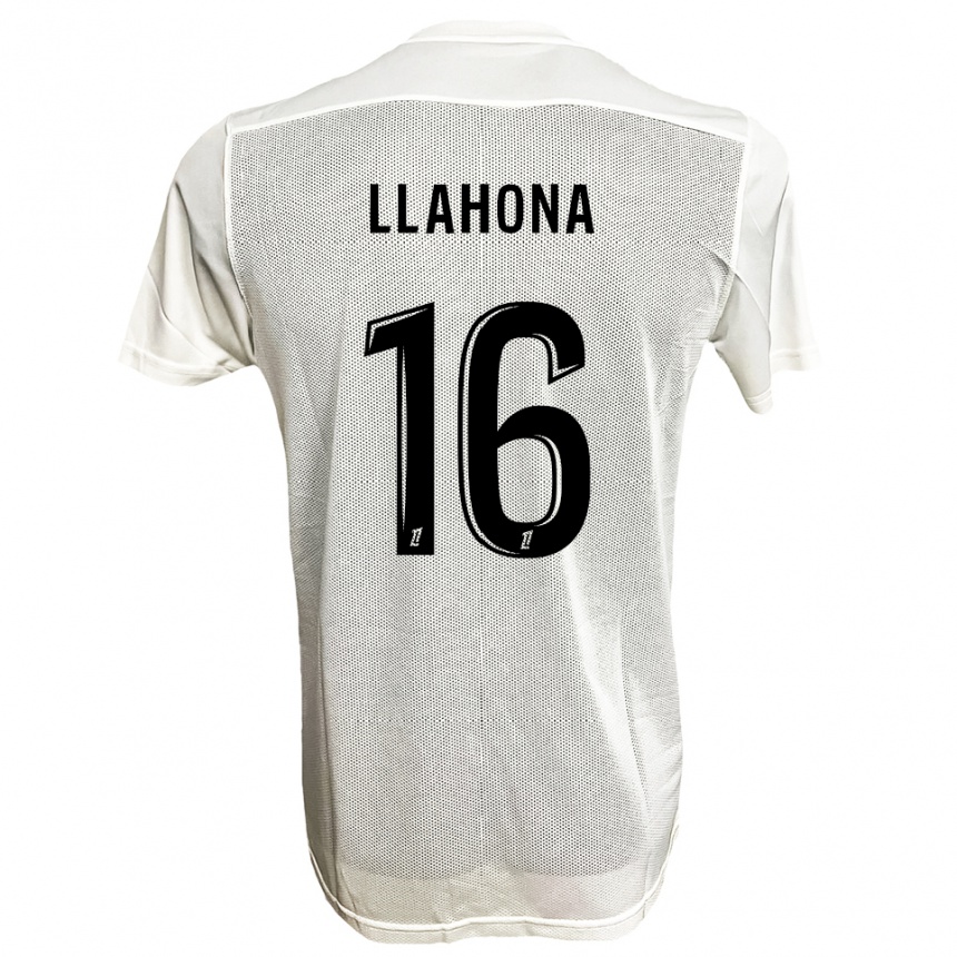 גברים כדורגל Yann Llahona #16 שחור לבן הרחק ג'רזי 2025/26