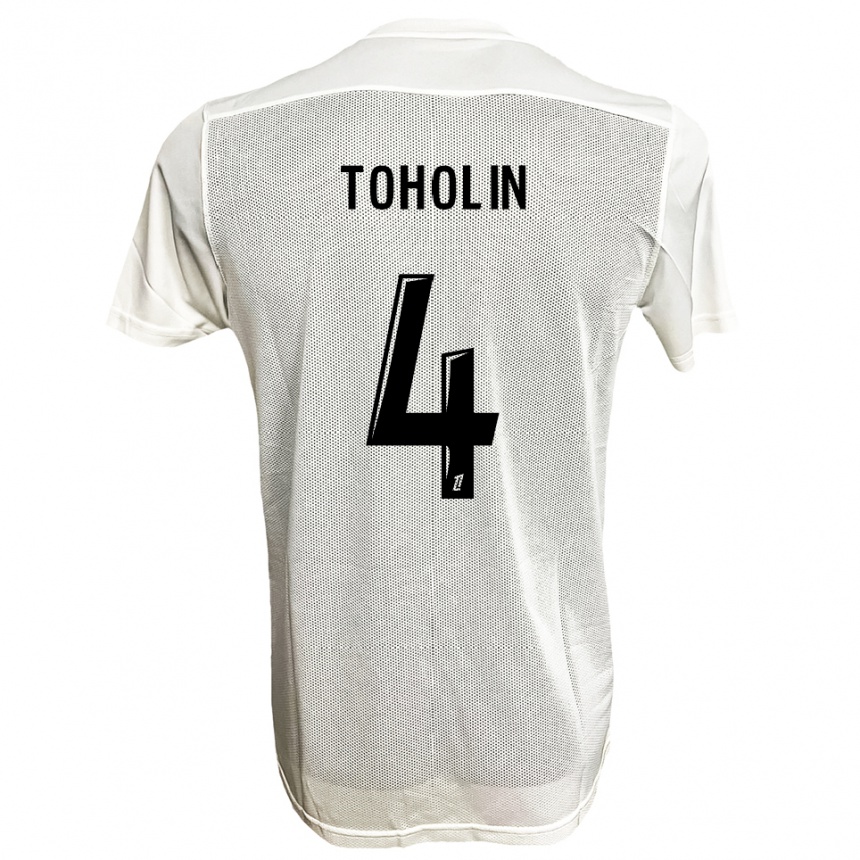 גברים כדורגל Abdine Toholin #4 שחור לבן הרחק ג'רזי 2025/26