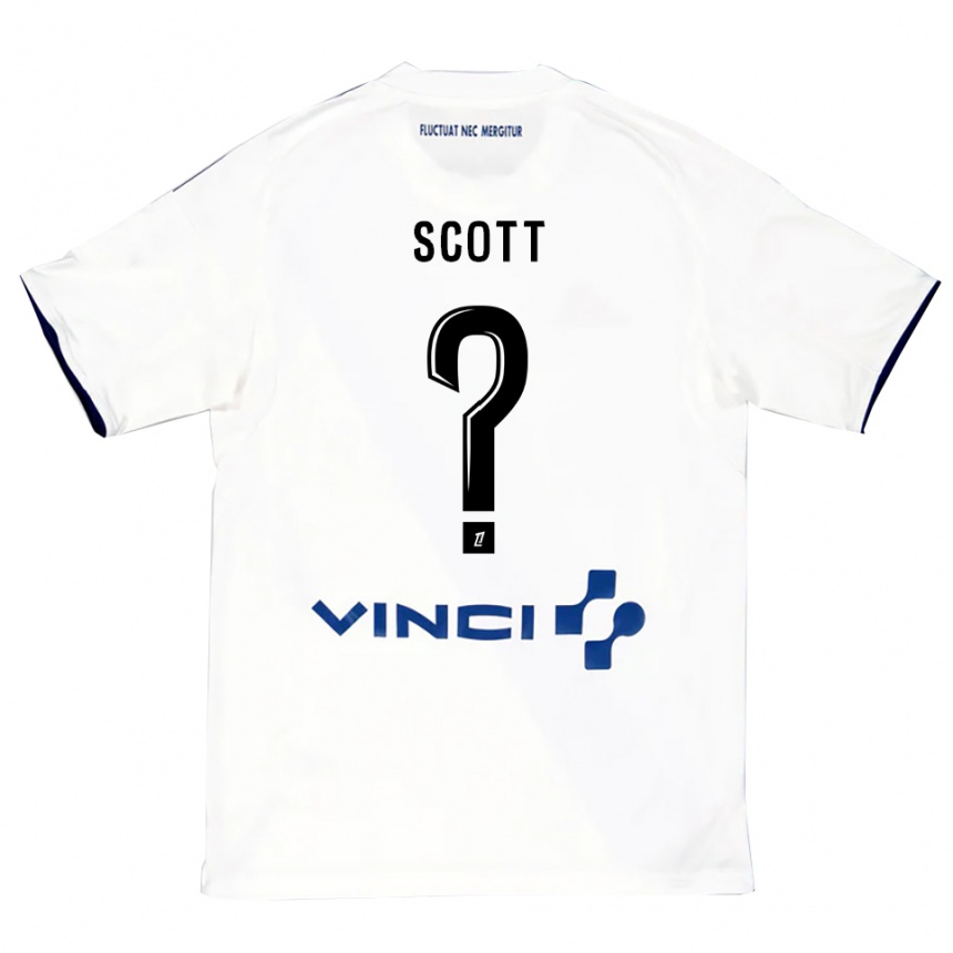 גברים כדורגל שייקה סקוט #0 לבן כחול הרחק ג'רזי 2025/26