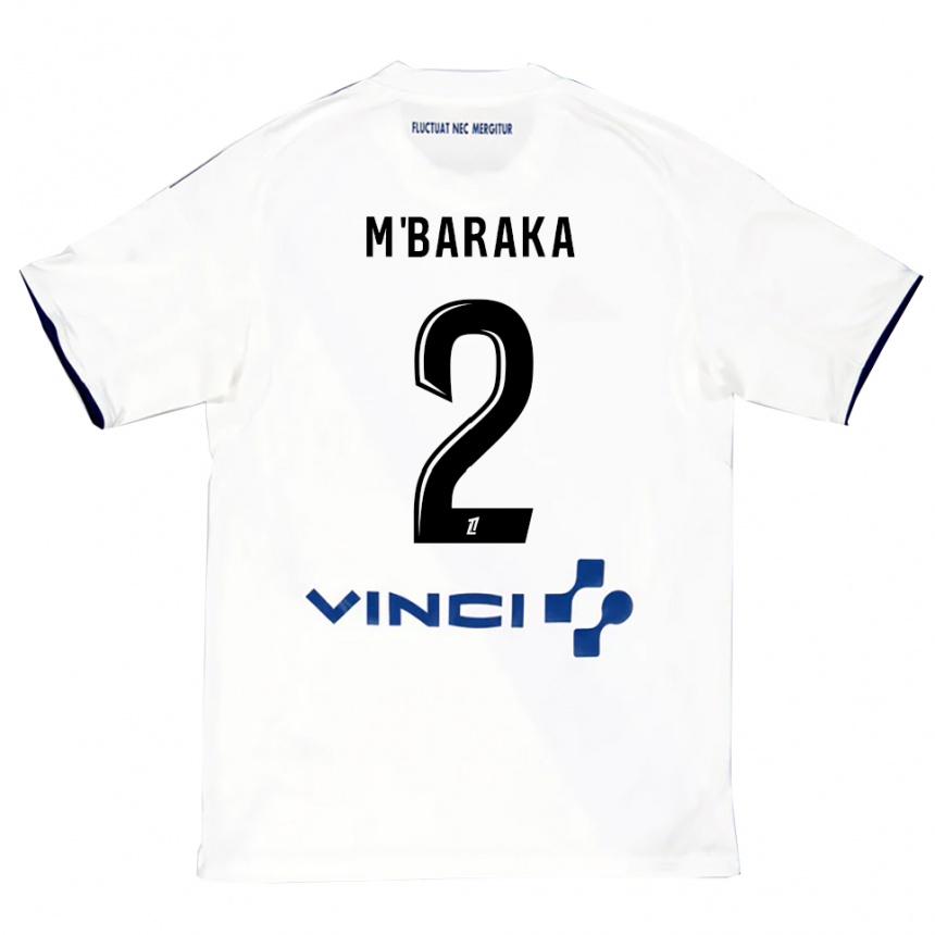 גברים כדורגל Abdallah M'baraka #2 לבן כחול הרחק ג'רזי 2025/26