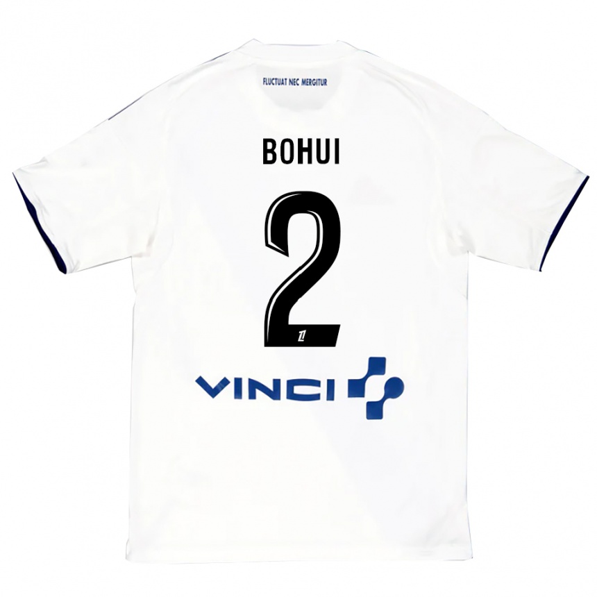 גברים כדורגל Isaiah Bohui #2 לבן כחול הרחק ג'רזי 2025/26