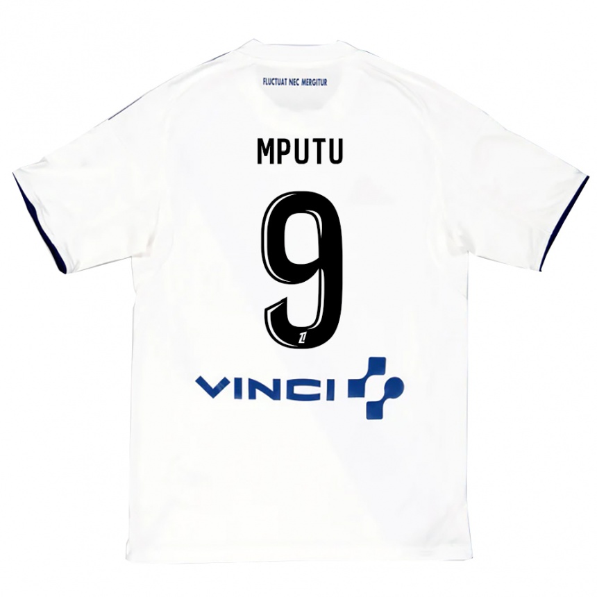 גברים כדורגל Obed Mputu #9 לבן כחול הרחק ג'רזי 2025/26